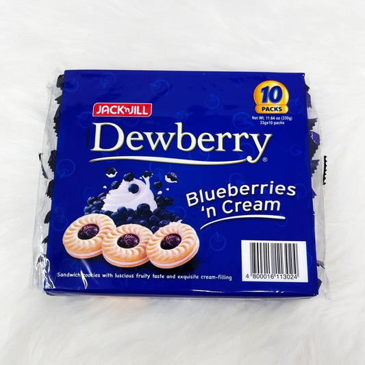 Jack ‘n Jill - Dewberry Blueberries ‘and Cream Cookies 33g x 10 Packs ( 11.64 oz -330g) Snack Milk