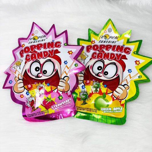 BUNDLE OF POPPING CANDY STRAWBERRY AND GREEN APPLE FLAVOR 10 POUCHES 1.5g